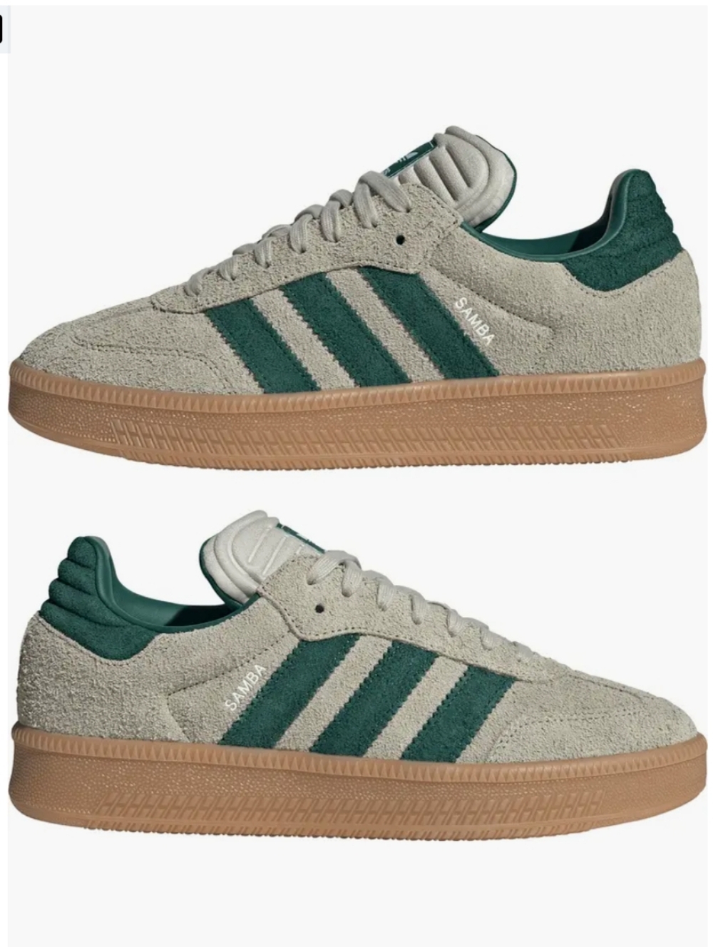 NEW Adidas Samba XLG Sneaker - Putty Grey / Collegiate Green - Size 4